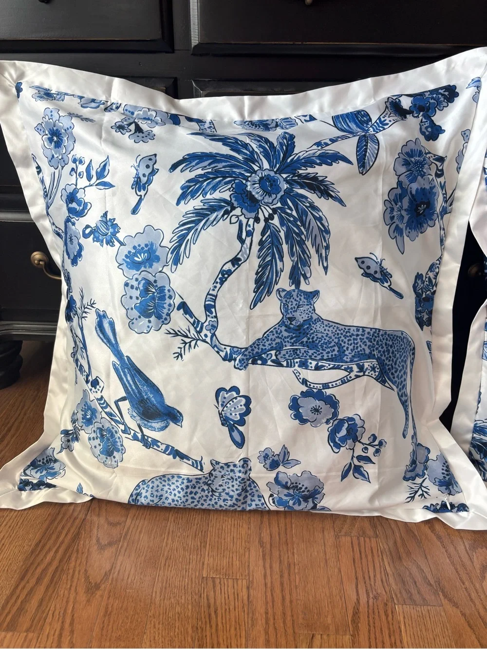 Z Gallerie- Set of 2 Blue and White Chinoiserie Euro Pillow Shams- 28x28
